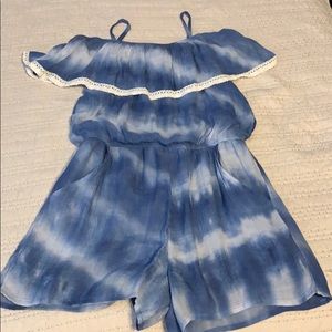 Blue and white romper